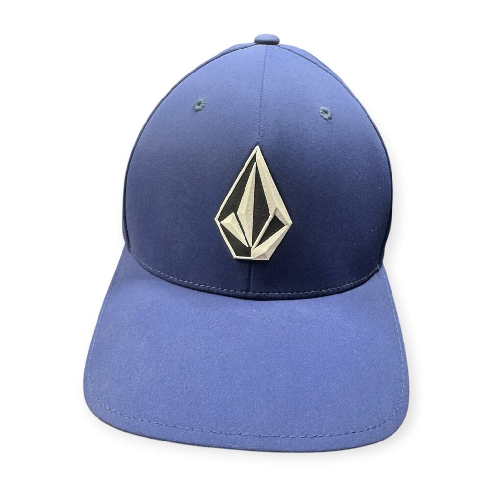 Volcom Fitted Hat Blue Size S/M V.Co-Tech Embroidered Vented Holes 6 Panel Cap